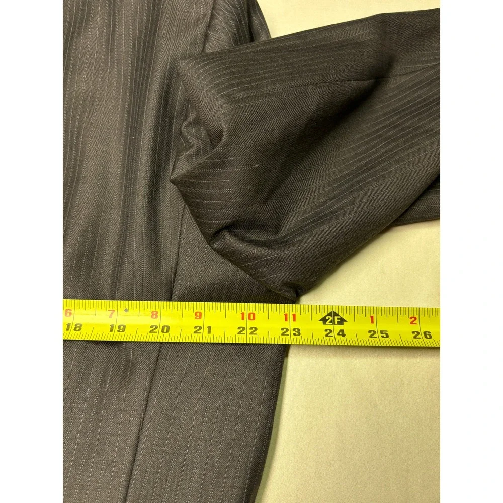 Jos A Bank Signature Gold Mens 43R W36 L32 Suit Set Charcoal Pinstripe 100% Wool